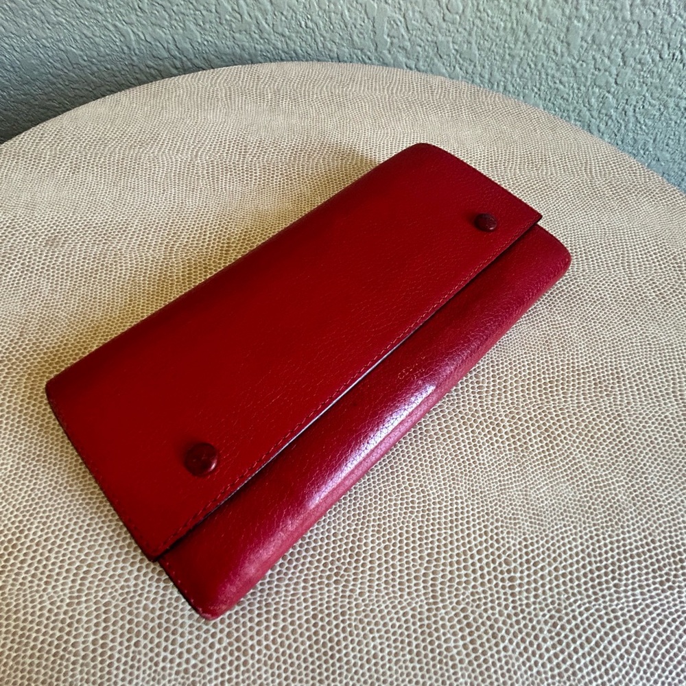 Celine Vibrant Red Leather Clutch